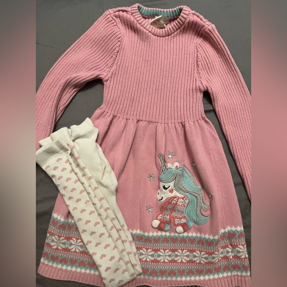 Cynthia Rowley Pink Unicorn Cowl Neck Sweater Dress